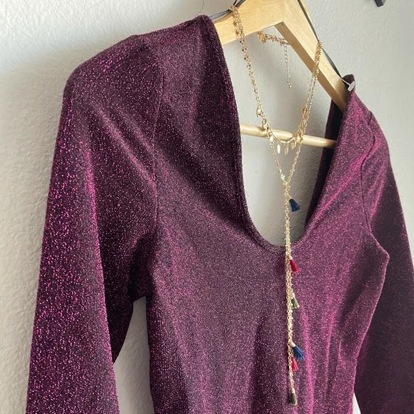 Zara Metallic Purple Bodysuit Medium - Picture 11 of 12